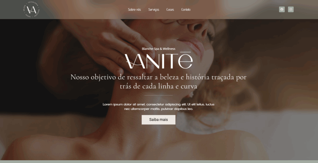 Projeto de web design para Vanite, com estrutura otimizada para SEO, navegação fluida e identidade visual integrada.